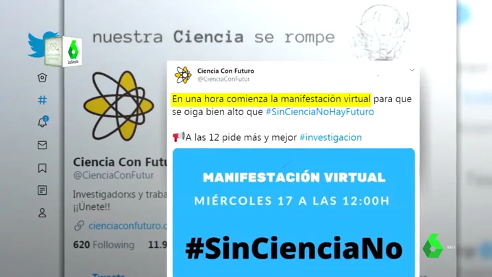 'Sin ciencia no hay futuro': la manifestación virtual que reivindica más financiación y apoyo a los proyectos científicos