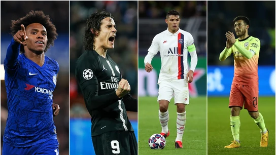 Willian, Edinson Cavani, Thiago Silva y David Silva Willian, Edinson Cavani, Thiago Silva y David Silva