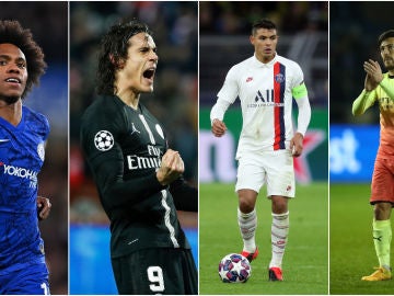 Willian, Edinson Cavani, Thiago Silva y David Silva Willian, Edinson Cavani, Thiago Silva y David Silva