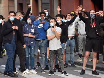Participantes en las protestas que se han producido en el barrio bilbaino Participantes en las protestas que se han producido en el barrio bilbaino