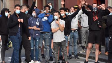 Participantes en las protestas que se han producido en el barrio bilbaino
