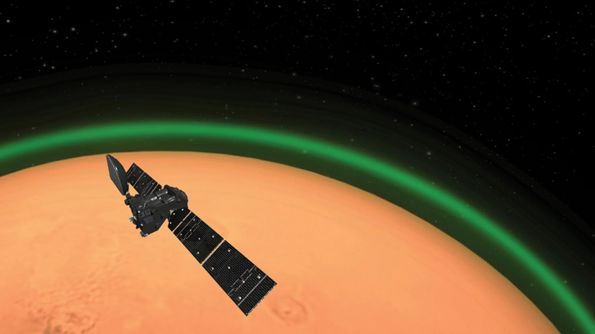 Imagen del 'resplandor verde' en Marte