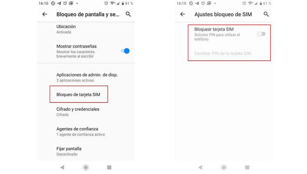 Cambiando PIN en Android