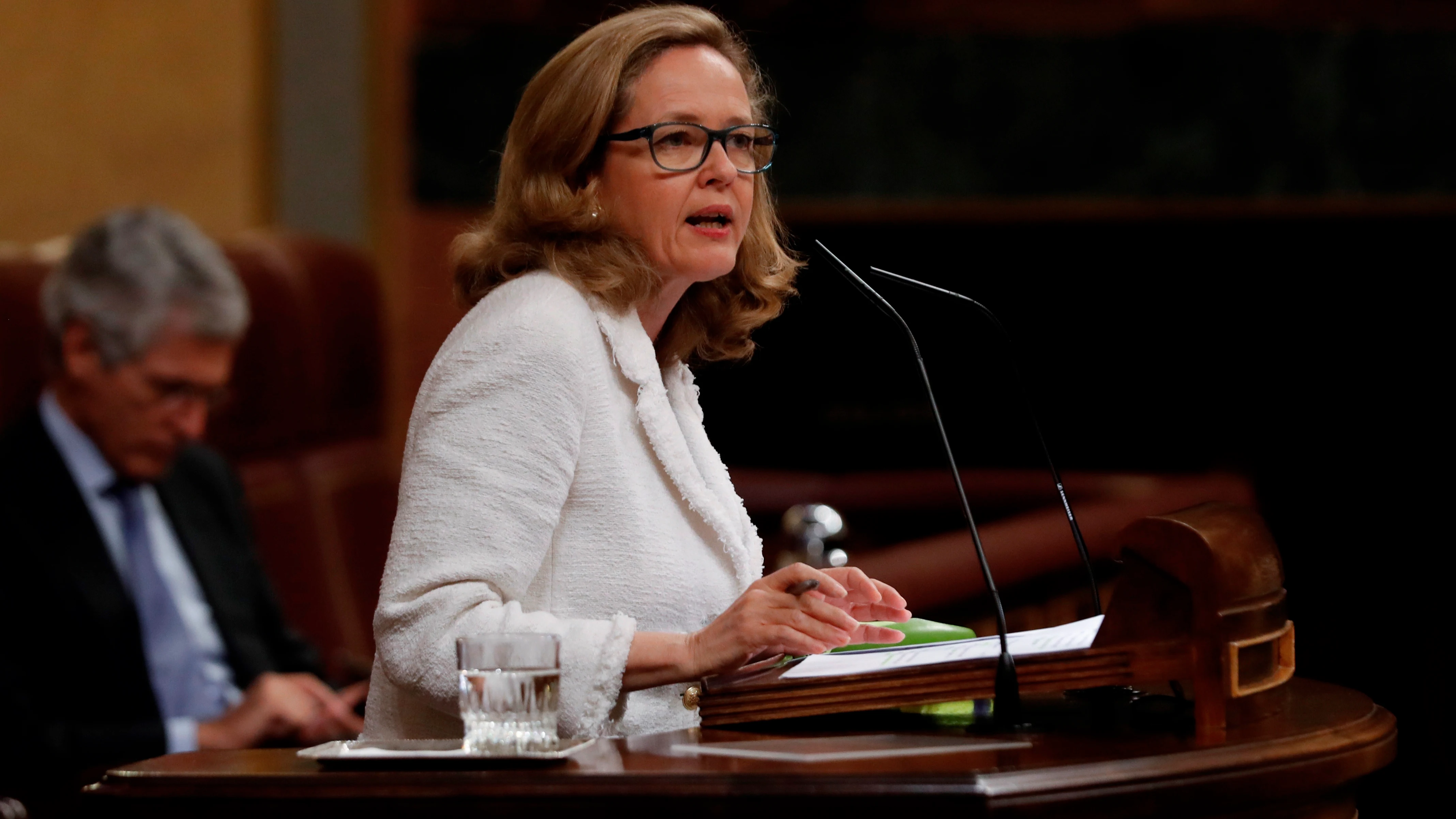 Nadia Calviño, vicepresidenta económica, en el pleno del Congreso