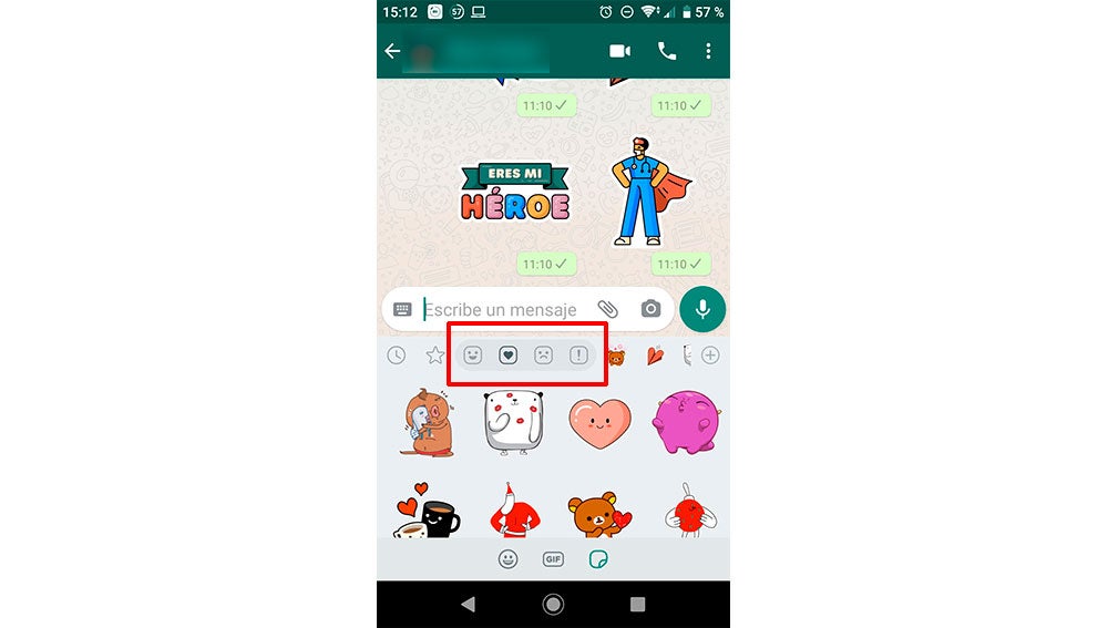 Buscando por tipo de sticker