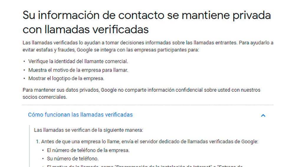 Llamadas verificadas