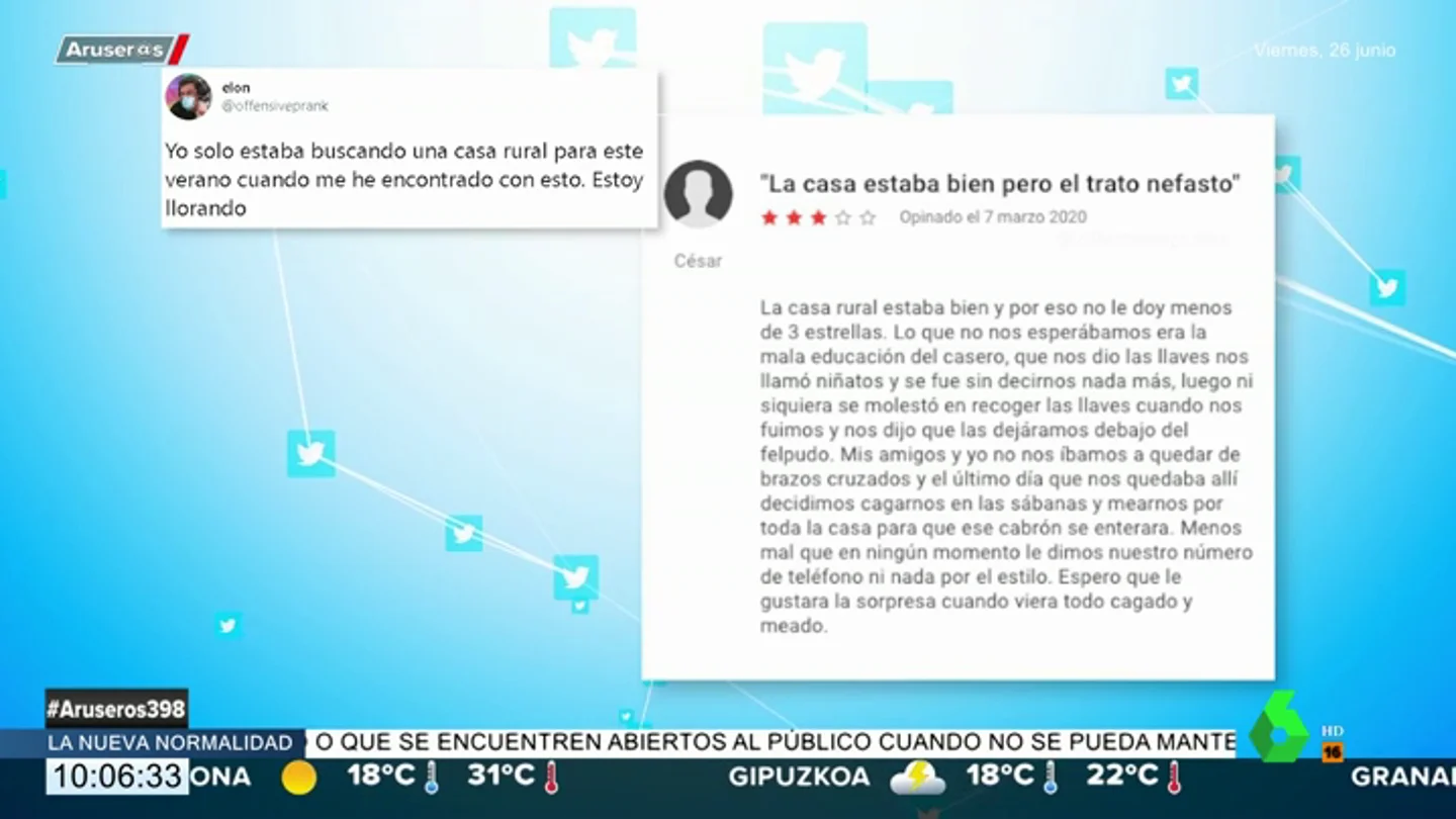 La respuesta de un casero a unos inquilinos que se mofaron públicamente de "cagarse y mearse" por toda la casa rural La respuesta de un casero a unos inquilinos que se mofaron públicamente de "cagarse y mearse" por toda la casa rural