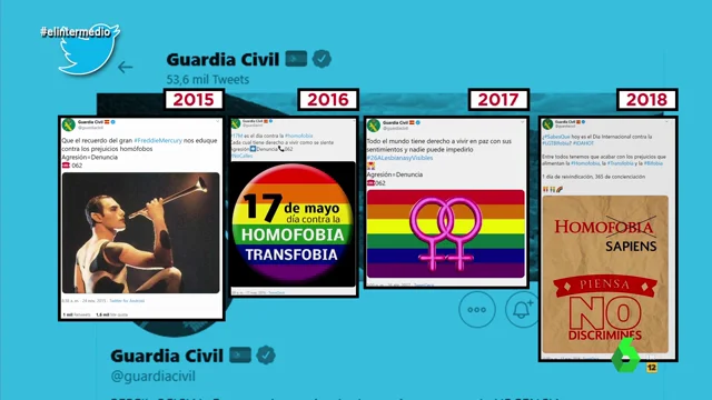 Estos son los tuits de la Guardia Civil en defensa del colectivo LGTBI desde 2015