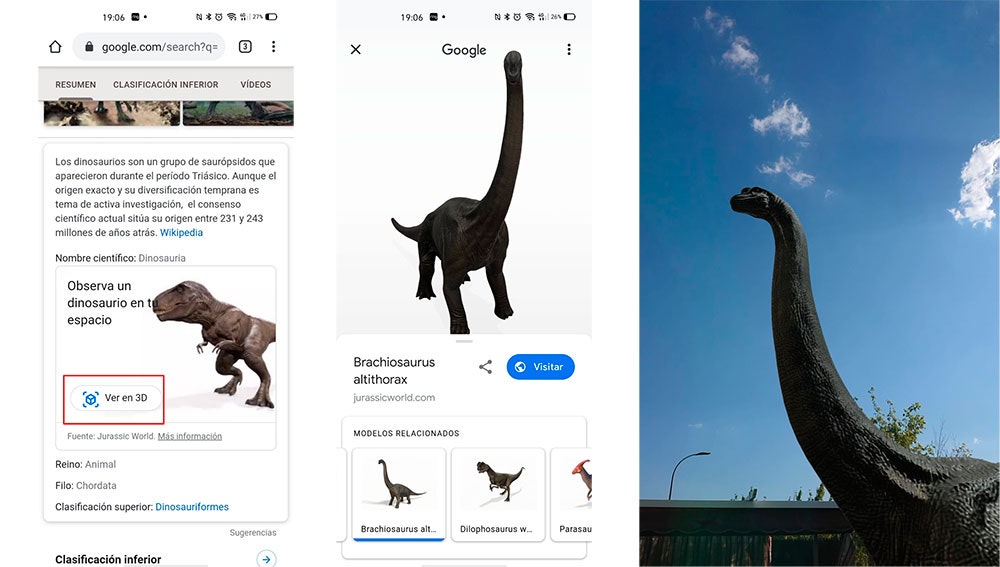 Google estrena dinosaurios de realidad aumentada, así puedes verlos en tu  móvil