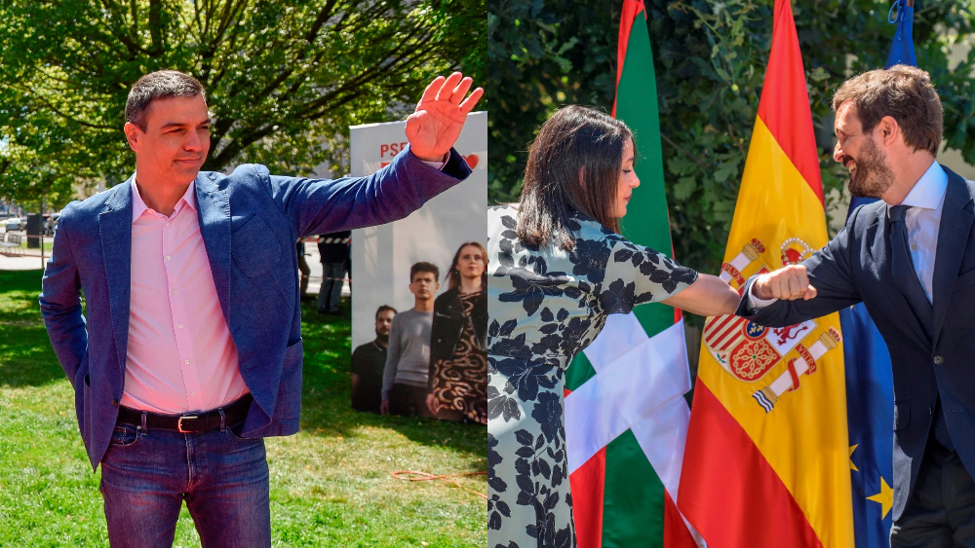 Sánchez, Casado y Arrimadas en actos electorales en el País Vasco