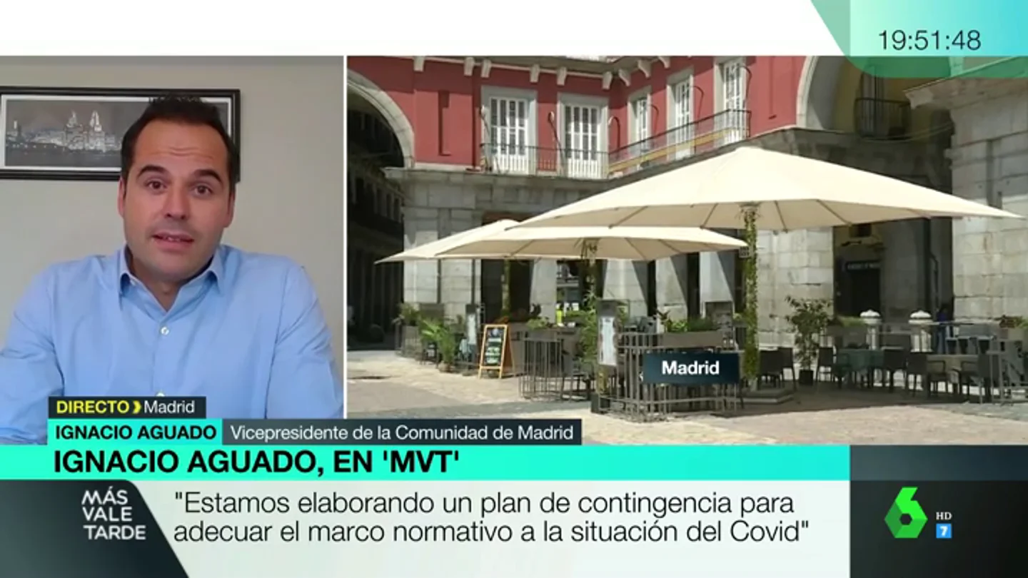 Aguado confirma que Madrid plantea medidas para reducir el ocio nocturno, la movilidad, limitar el aforo en las terrazas y las reuniones familiares Aguado confirma que Madrid plantea medidas para reducir el ocio nocturno, la movilidad, limitar el aforo en las terrazas y las reuniones familiares