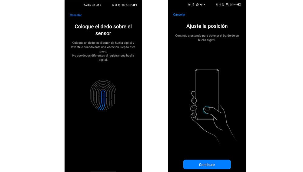 Configurando la huella