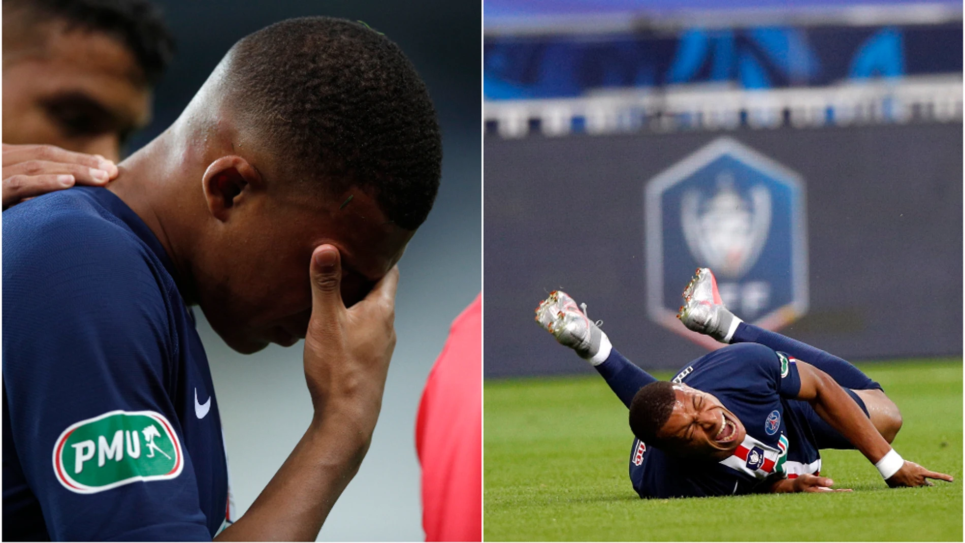 Kylian Mbappé se retiró del verde entre lágrimas tras una dura entrada