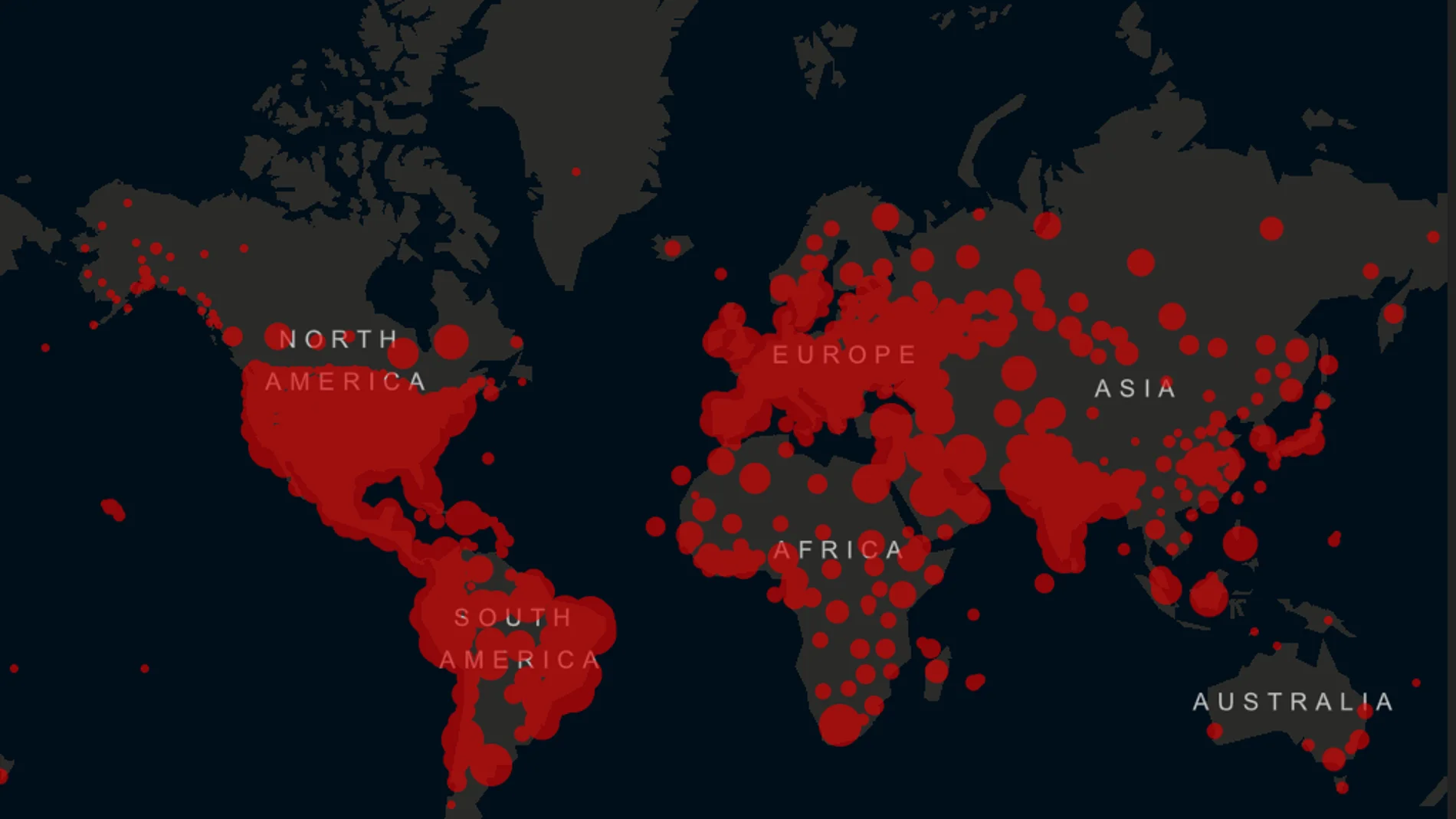 Mapa de afectados por el coronavirus en todo el mundo