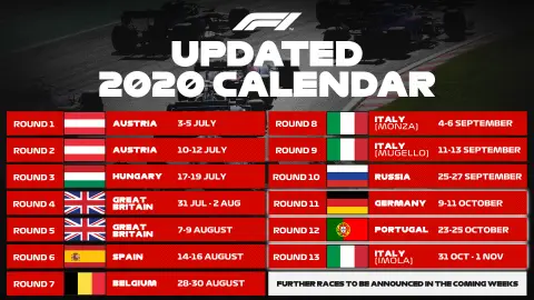 Este es el calendario actualizado de la F1 2020 Este es el calendario actualizado de la F1 2020