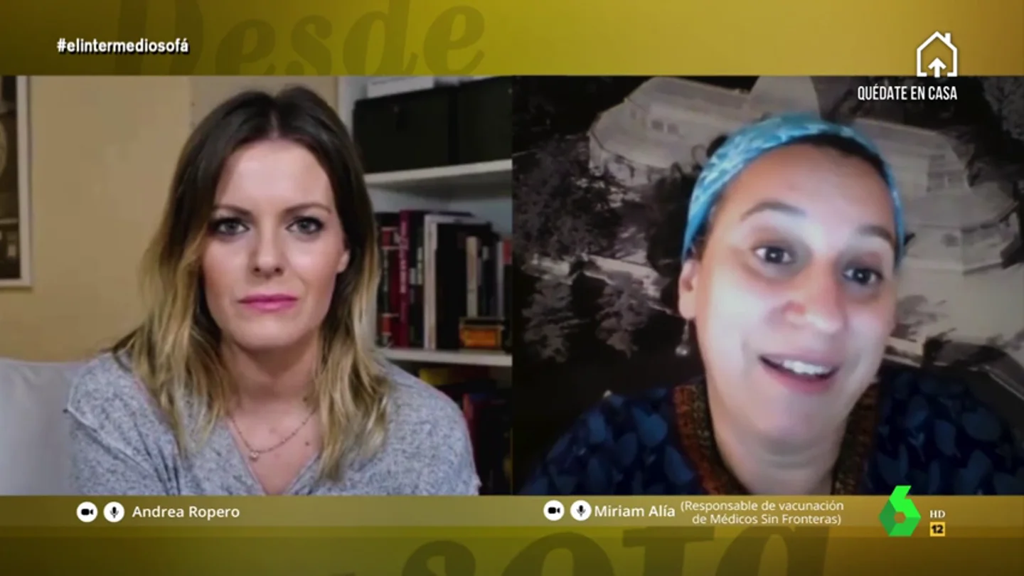Andrea Ropero entrevista en El Intermedio a Miriam Alía, responsable de vacunación de Médicos sin Fronteras Andrea Ropero entrevista en El Intermedio a Miriam Alía, responsable de vacunación de Médicos sin Fronteras