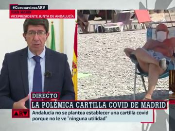 Juan Marín descarta crear una 'cartilla Covid' para Andalucía: "No compartimos esta propuesta" Juan Marín descarta crear una 'cartilla Covid' para Andalucía: "No compartimos esta propuesta"