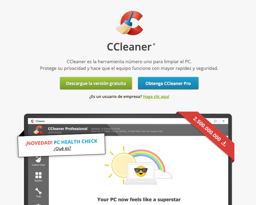 CC Cleaner para Windows 10
