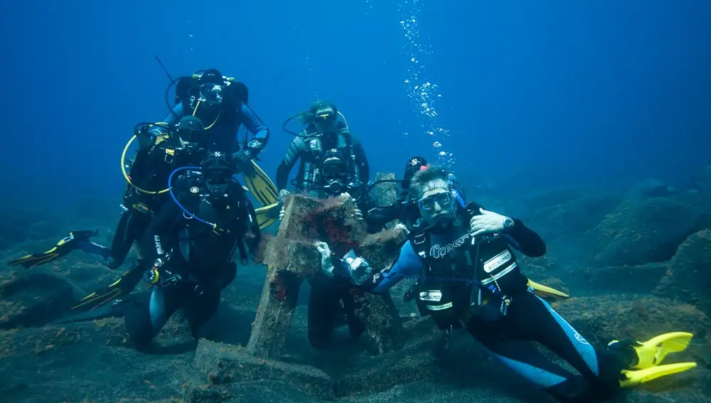 Submarinistas en Cruces de Malpique, La Palma