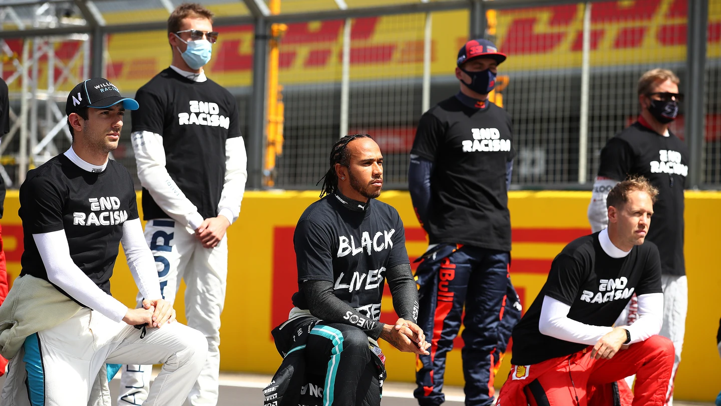 Varios pilotos de F1 antes del GP de Gran Bretaña Varios pilotos de F1 antes del GP de Gran Bretaña