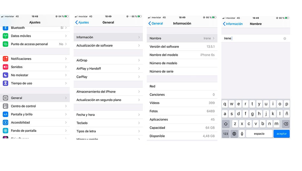 Cambiar nombre en iOS