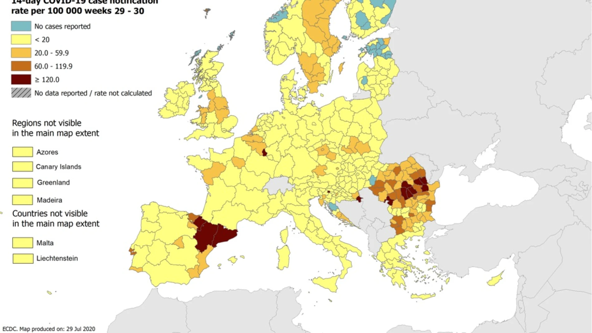 Mapa de incidencia en Europa