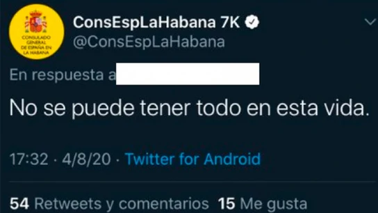 La polémica respuesta del Consulado de España en la Habana a una consulta: “No se puede tener todo” Polémica respuesta del Consulado de España