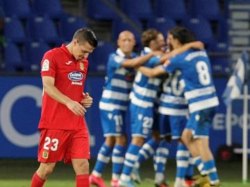 El Deportivo celebra ante el Fuenlabrada El Deportivo celebra ante el Fuenlabrada