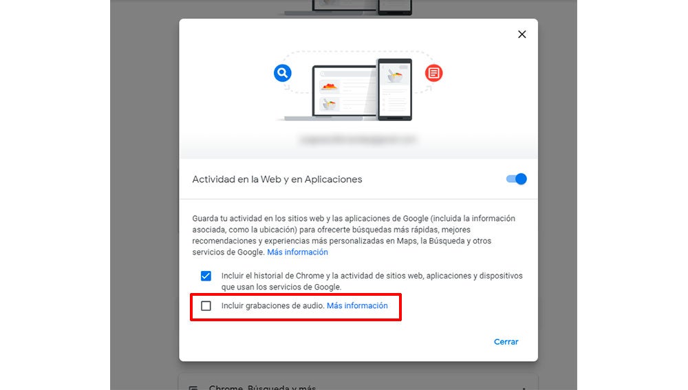 Hay que desmarcar esta casilla para evitar las grabaciones