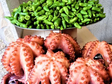 Pulpo y pimientos de Padrón Pulpo y pimientos de Padrón