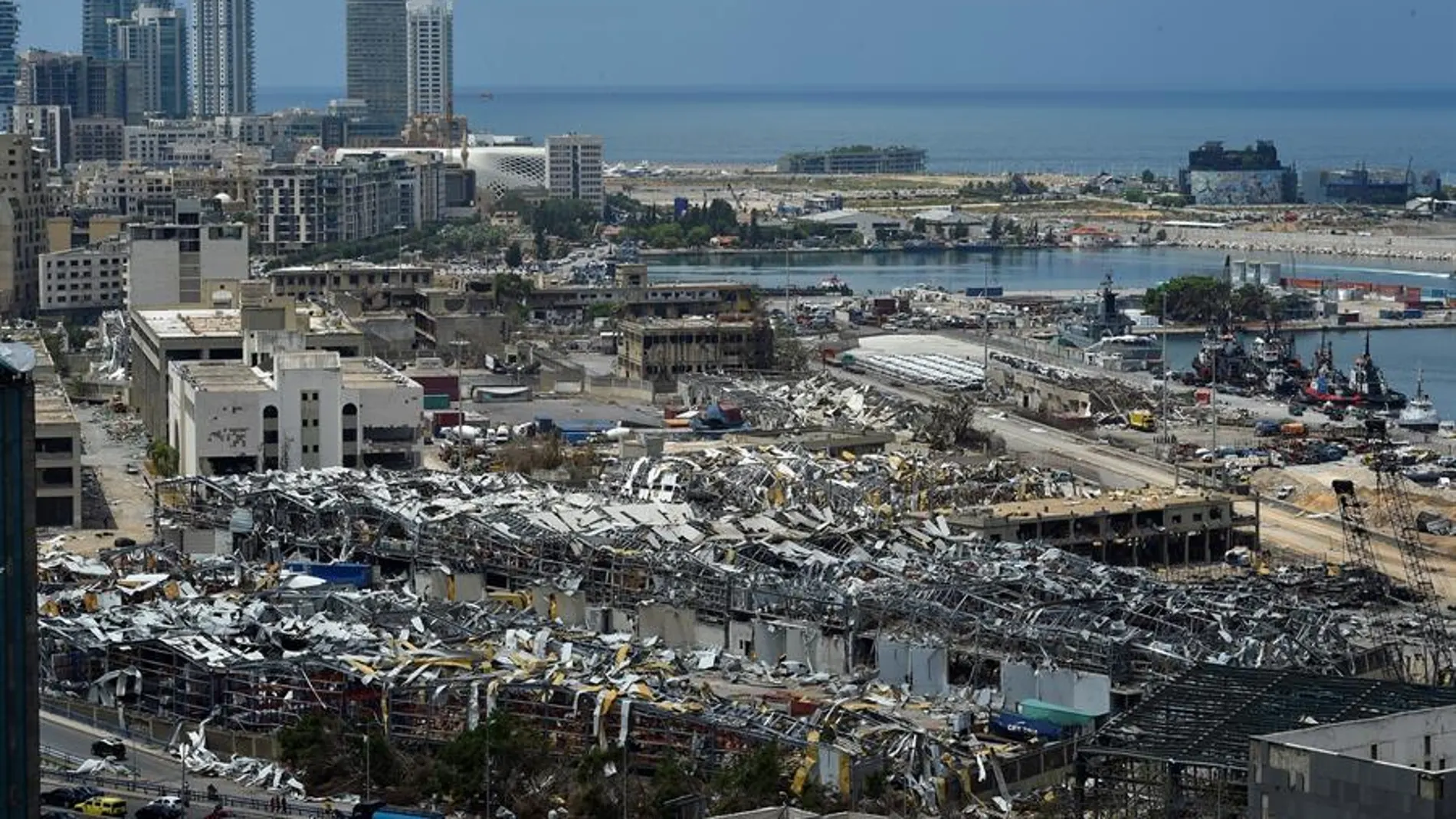 Vista de la ciudad de Beirut tras la explosión.