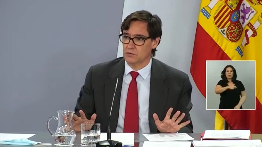 Salvador Illa durante la rueda de prensa en la que se han anunciado medidas para la vuelta al cole.