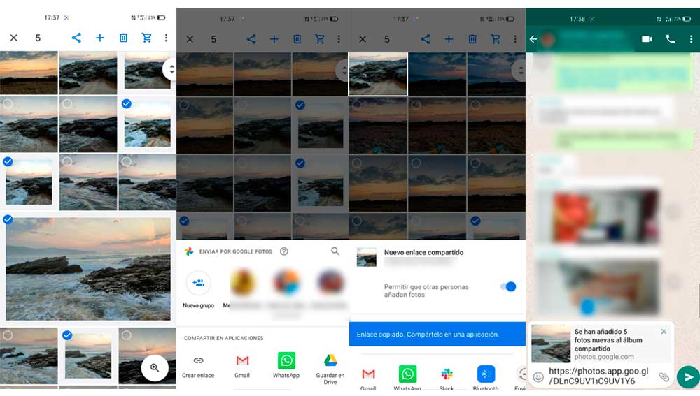 Comparte enlaces de tus fotos con Google Fotos