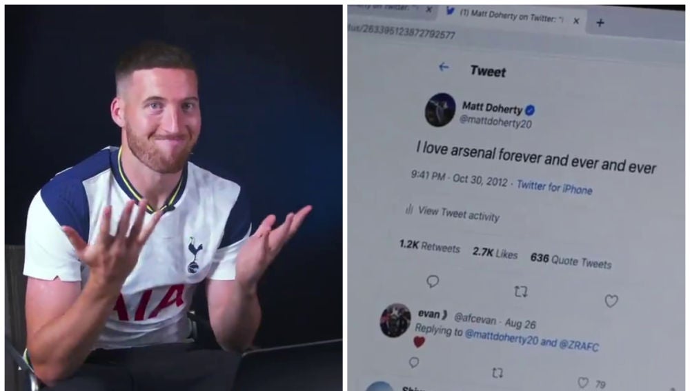 Matt Doherty y su divertida presentación con el Tottenham... ¡borrando sus  'tuits' a favor del Arsenal!