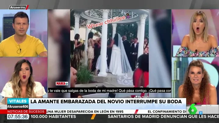 El tenso momento en el que la amante embarazada del novio interrumpe a gritos su boda con otra mujer 