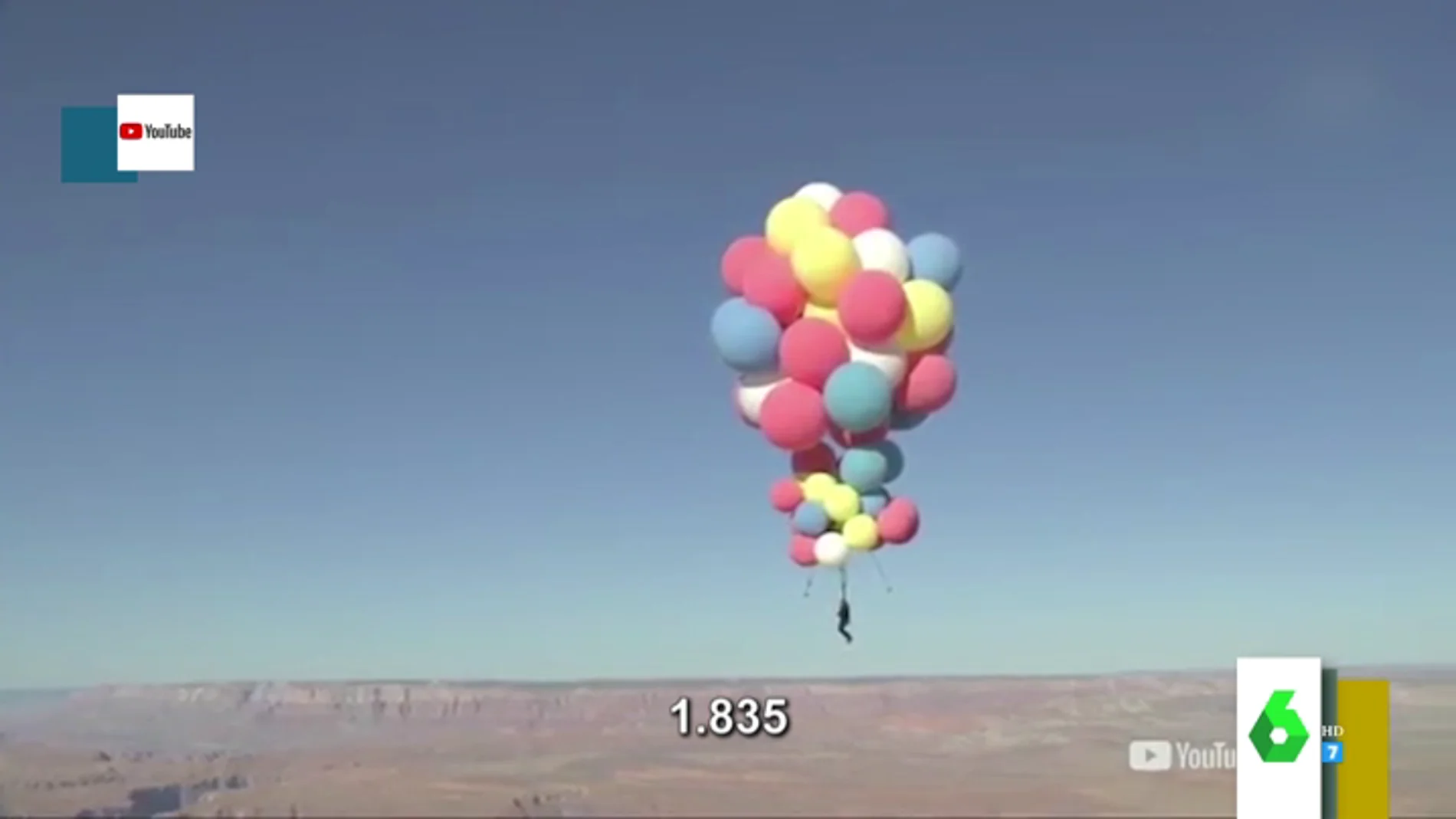 'Up' se vuelve real: así es el tenso momento en el que David Blaine se suelta de 50 globos a más de 7.000 metros de altura