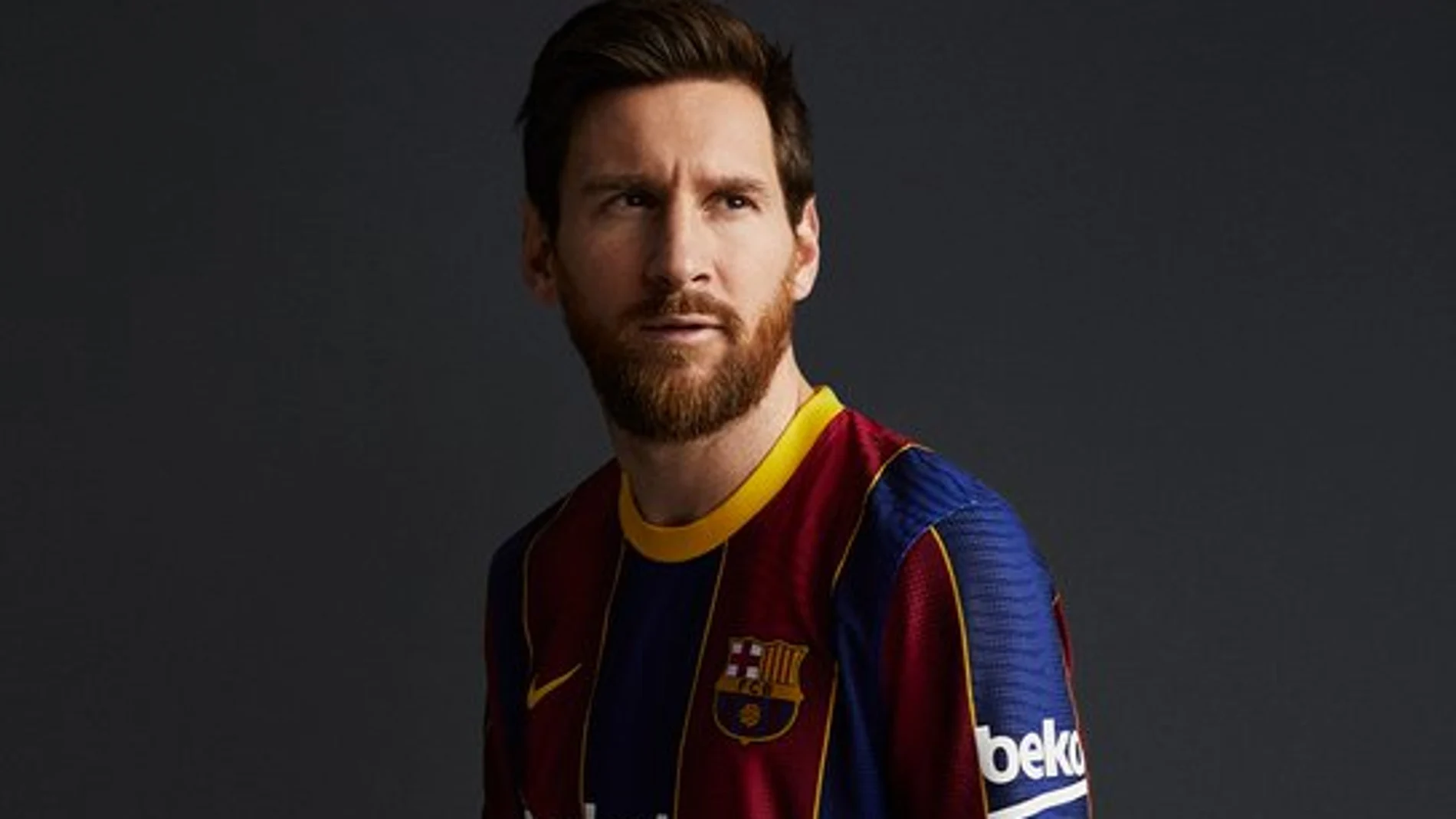 Lionel Messi, con la nueva camiseta del Barcelona