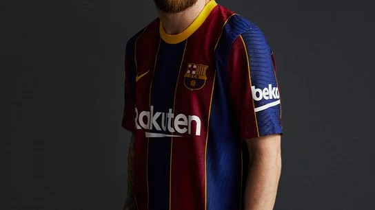 Lionel Messi, con la nueva camiseta del Barcelona