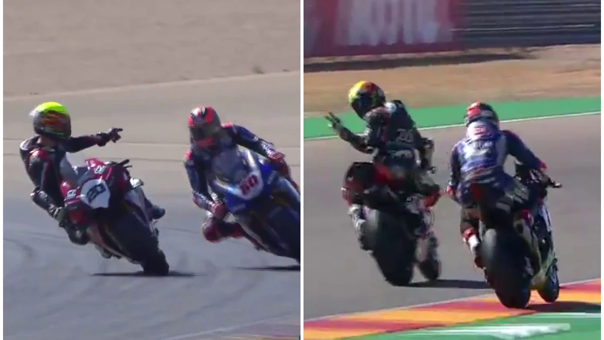 Dos pilotos de Superbikes se persiguen en pista