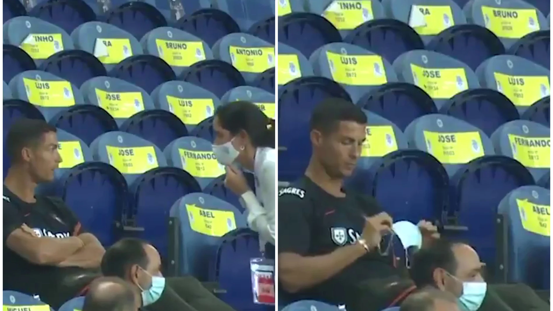 Cristiano Ronaldo, advertido por no llevar mascarilla