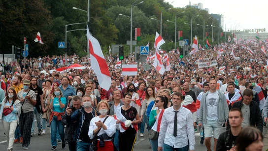 Manifestación de protesta en Minsk contra los resultados de las elecciones presidenciales Manifestación de protesta en Minsk contra los resultados de las elecciones presidenciales