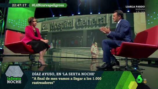 Isabel D&iacute;az Ayuso, con I&ntilde;aki L&oacute;pez en laSexta Noche
