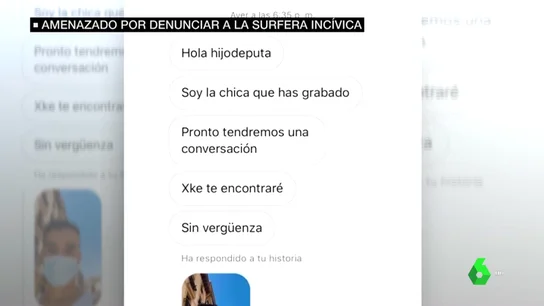 La socorrista detenida por saltarse el aislamiento amenaza al joven que grabó la escena: "Sinvergüenza, te vas a enterar" La socorrista detenida por saltarse el aislamiento amenaza al joven que grabó la escena: "Sinvergüenza, te vas a enterar"