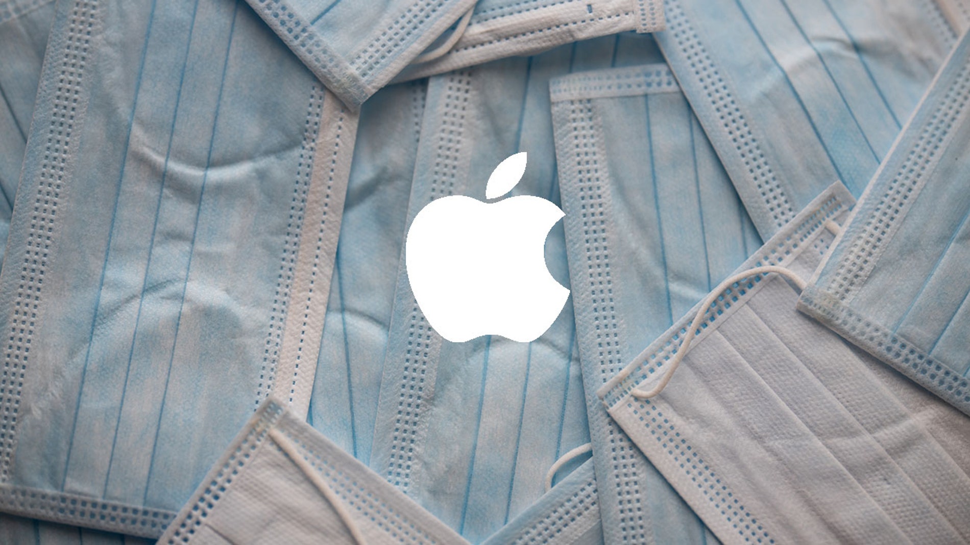 Mascarillas y el logotipo de Apple
