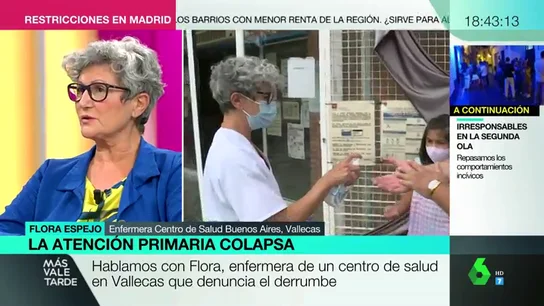 Flora Espejo, enfermera en Vallecas. Flora Espejo, enfermera en Vallecas, responde a Ayuso: "Los médicos de Madrid se han ido a otras comunidades por las condiciones"
