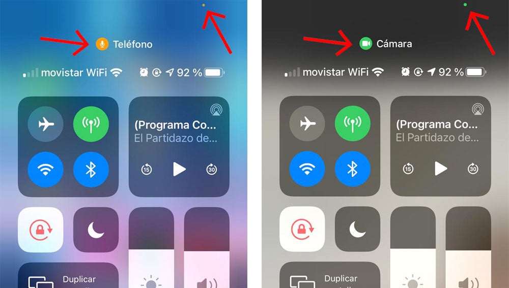 Alertas de uso de cámara y micrófono en iOS 14.