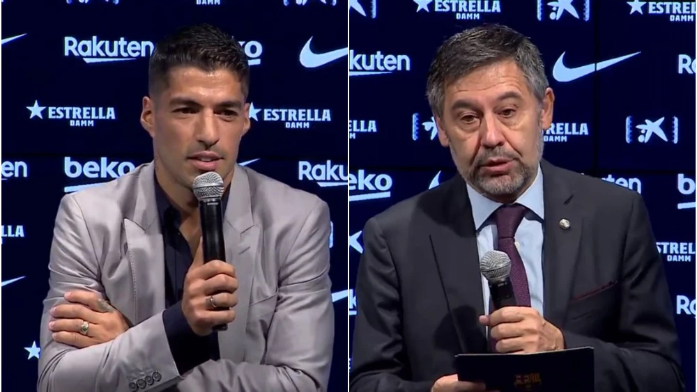 Luis Suárez y Josep María Bartomeu