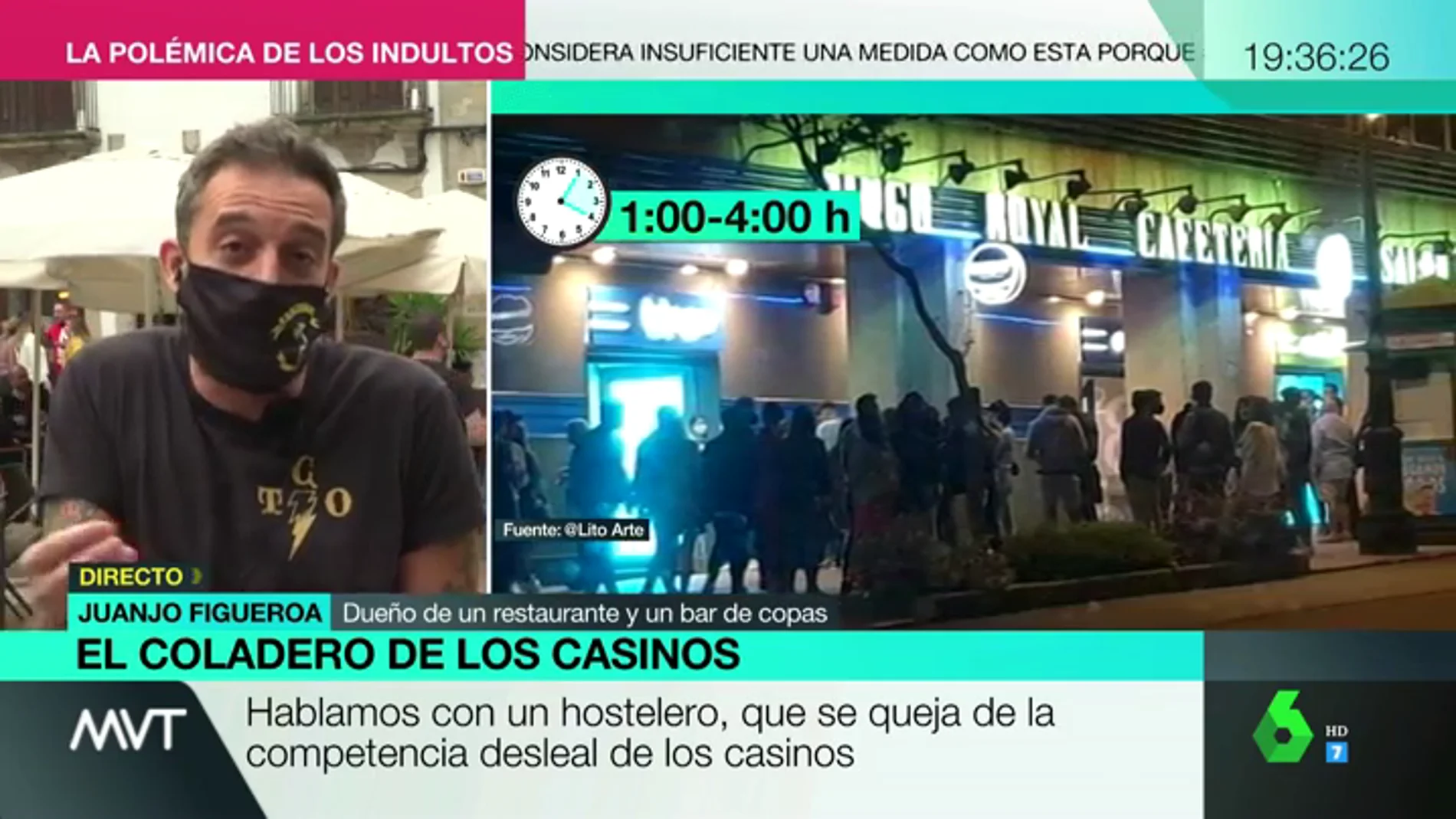 Hosteleros critican el agravio comparativo con los casinos: "Nos obligan a cerrar a la 1, y los jóvenes se van a apostar"