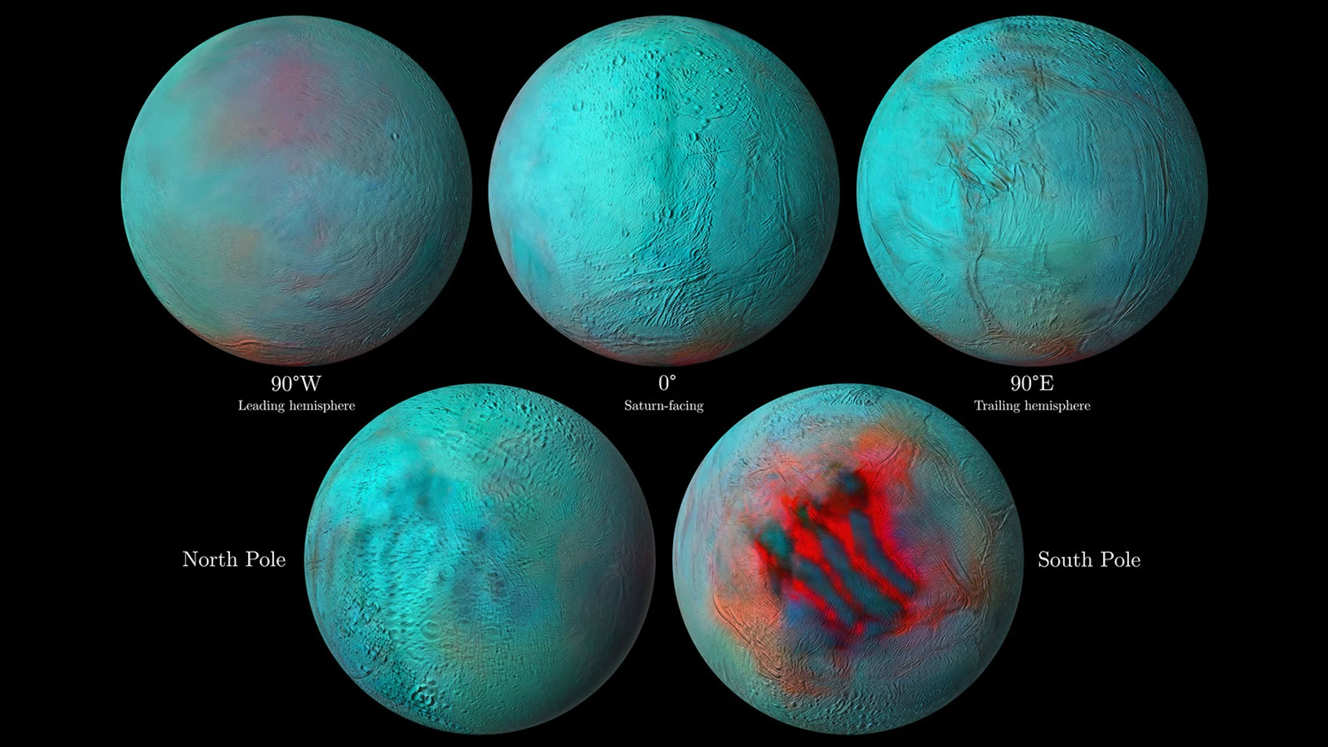 La NASA publica imágenes insólitas de Encélado, la luna de Saturno que esconde un mar en su interior