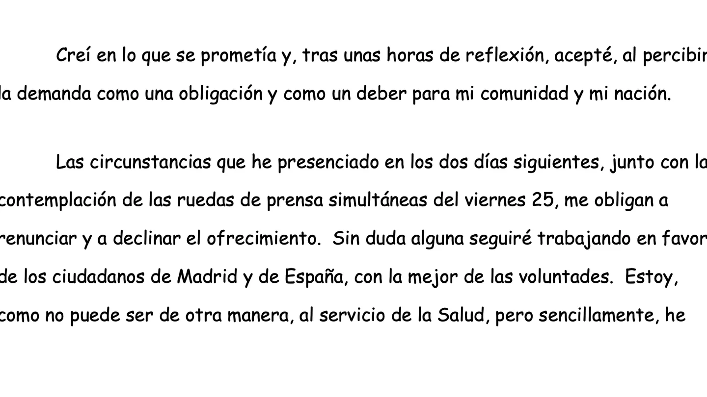 Carta de dimisión de Emilio Bouza como portavoz del Grupo Covid-19 Carta de dimisión de Emilio Bouza como portavoz del Grupo Covid-19